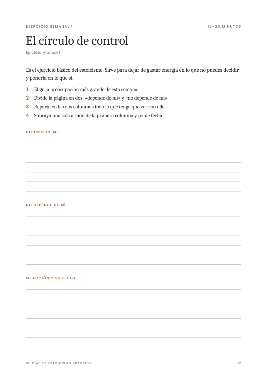 Ejercicio semanal: el círculo de control